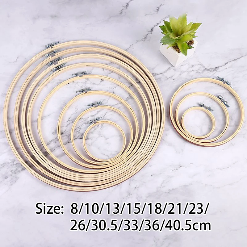 1PC 8-23cm Round Embroidery Hoops Frame Wooden Bamboo Hand Embroidery Rack Ring For DIY Cross Stitch Needle Craft Tool