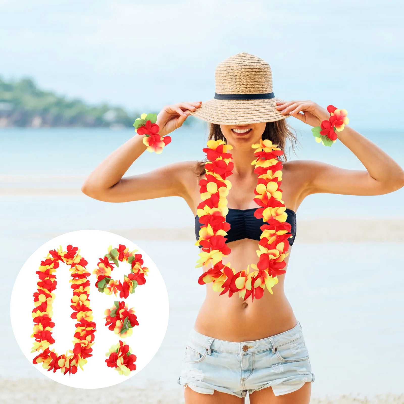 

1Set Soft Safe No Odor Hawaiian Leis Garlands Stage Performance Wreaths Festival Garland Decors Home Luau Decor