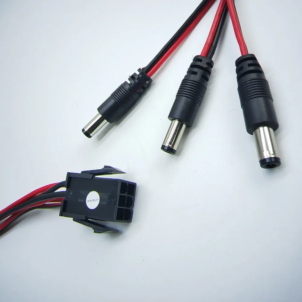 Cable adaptador de fuente de alimentación PCI-E de 6 pines a 3 x CC de 5,5x2,5mm para BTC Miner DIY 12V 18AWG 1M