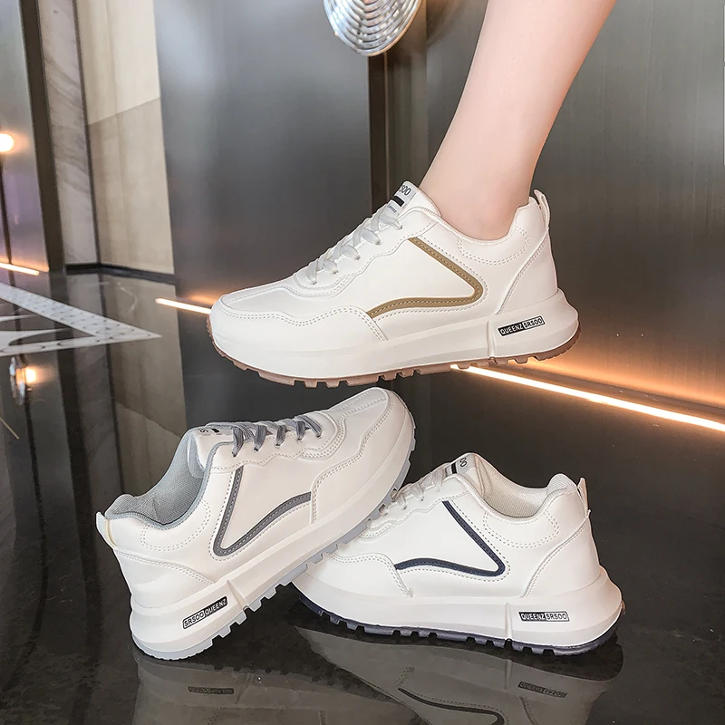 Women Fashion Vulcanize Shoes Female Platform Casual Sneakers Women Flat Mesh Breathable Running Shoes Retro Chunky Sports Shoes