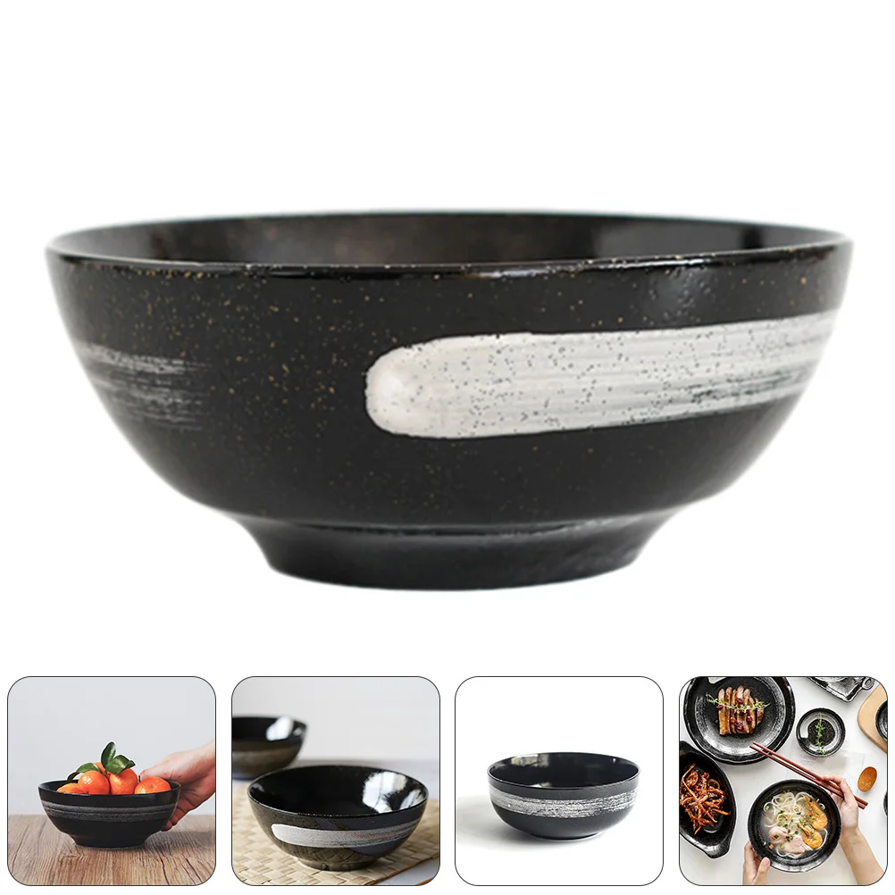 

1Pcs Ceramic Soup Bowl Japanese Style Fruit Salad Bowl Household Tableware Serving Noodles Rice Soup Home Tableware