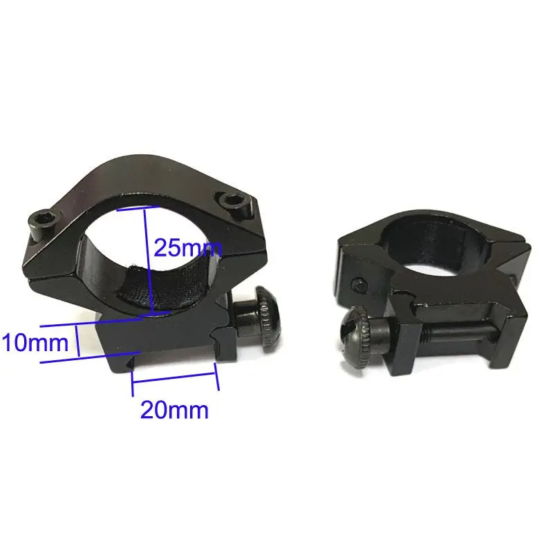 Pair 25DK 25.4mm Tactical Scope Mount Gun Flashlight Ring Track Clamp Hunting Rifle Optical Mirror Laser Sight Mounts 20mm Rail