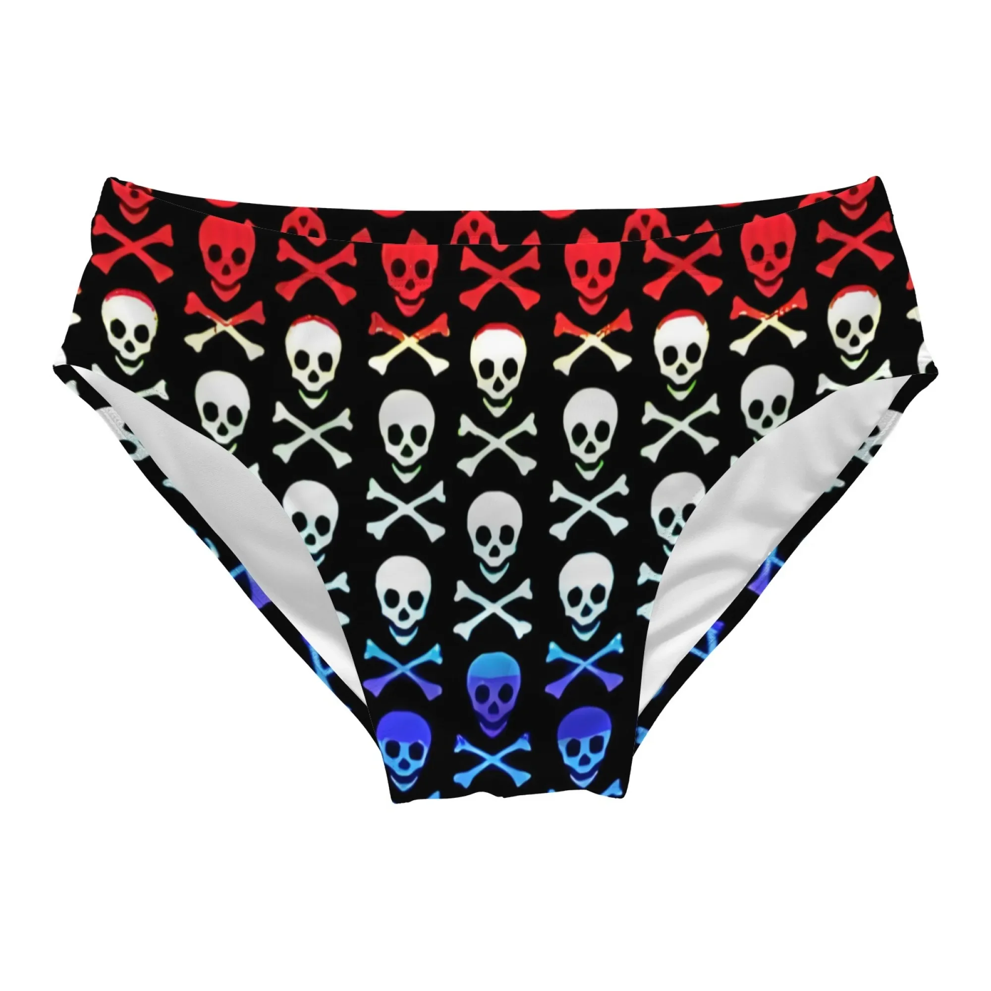 

Cartoon skull print men's trendy swimming trunks sexy briefs swimsuit novelty surf shorts gift elastic and comfortable