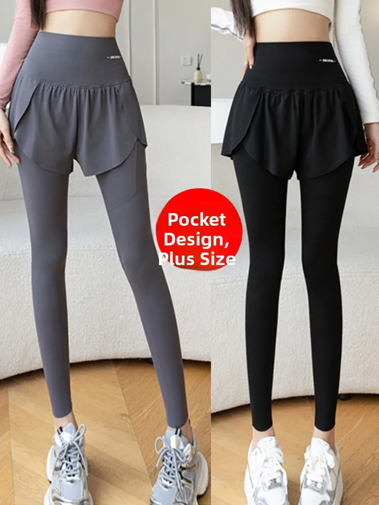 plus Size Fitness Sports Pants Women Running Quick Dry Base Layer Yoga Long Pants Extra Fluffy Shorts for plus Size Ladies