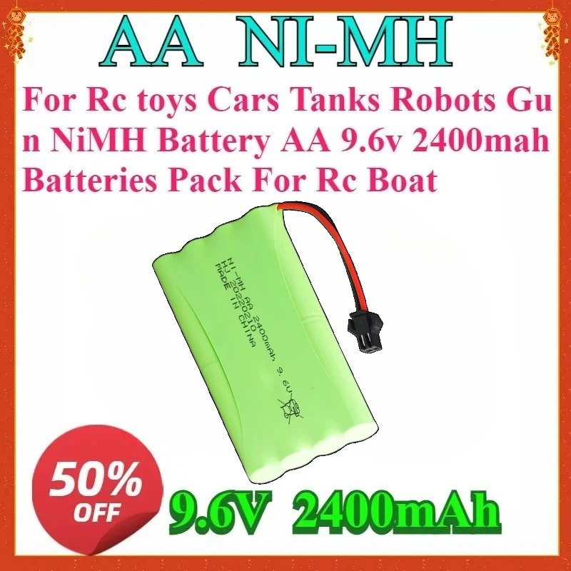 

For Rc toys Cars Tanks Robots Gun NiMH Battery AA 9.6v 2400mah Batteries Pack For Rc Boat New 9.6V 2400mah Rechargeable Battery