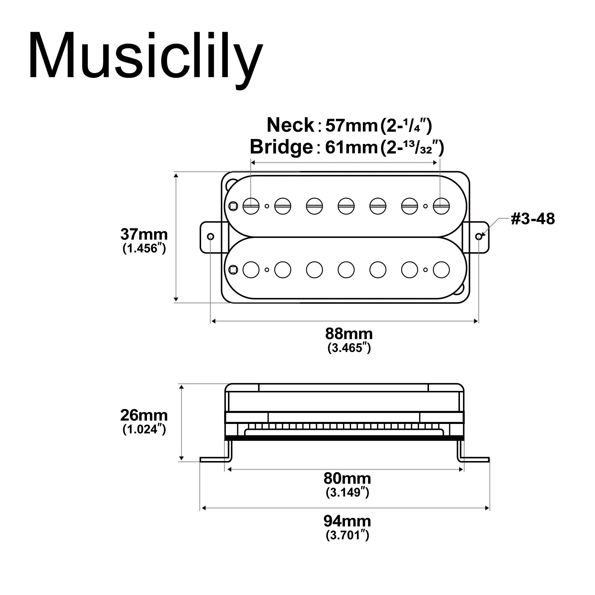 Artec HBA117 Alnico 5 Uncovered Humbucker 7-String Electric Guitar Neck Bridge Pickup