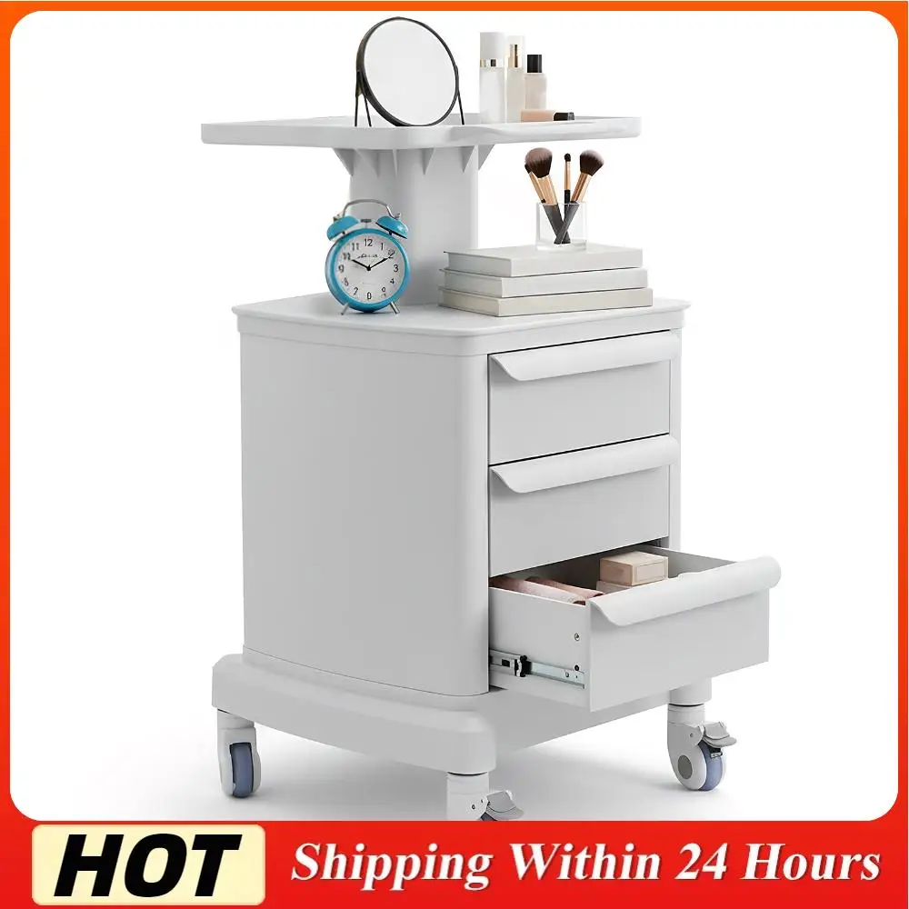 

Mobile Trolley Cart with 3 Drawers 4 Wheels Beauty Storage Utility Cart 110 LBS Load for Hospitals Offices Clinics Bedrooms