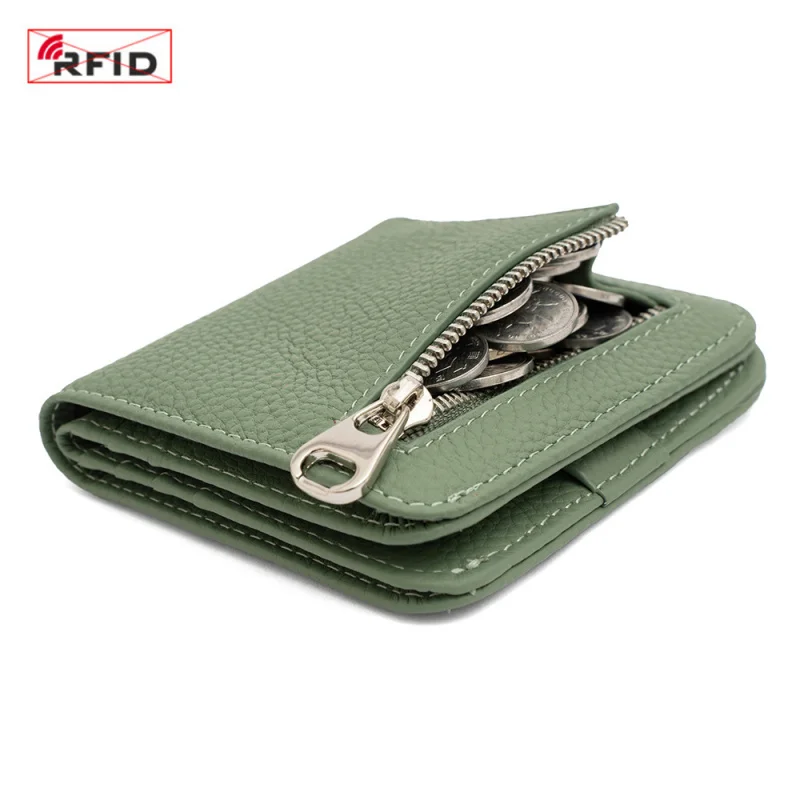 Western Cowhide Leather RFID Blocking Super Thin Women Wallet High Quality Genuine Leather  Wallet for Ladies