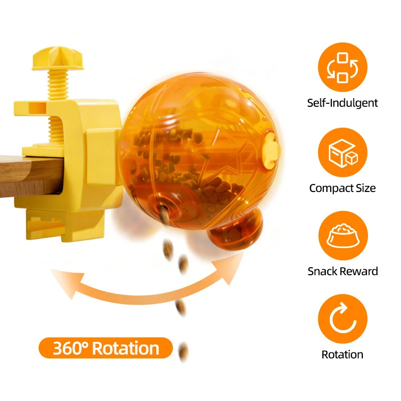New Pet Orange Treat Dispensing Toy for Cats, Adjustable Freeze-Dried Slow Feeder, Cat Teaser Wand Supplies