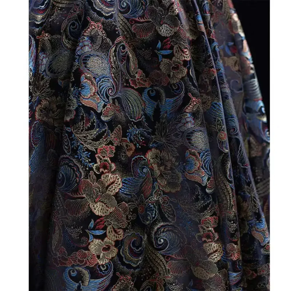 

Butterfly Flowers Chinese Style Jacquard Fabric for Ancient Costume Decoration Ethnic Clothing Skirts Hanfu Diy Sewing Cloth