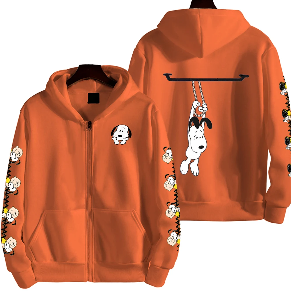 Snoopy, who loves sports Men's Cartoon Autumn/Winter Zipper Hoodie Women's Street Casual Fashion Couple Sports oversize Hoodie