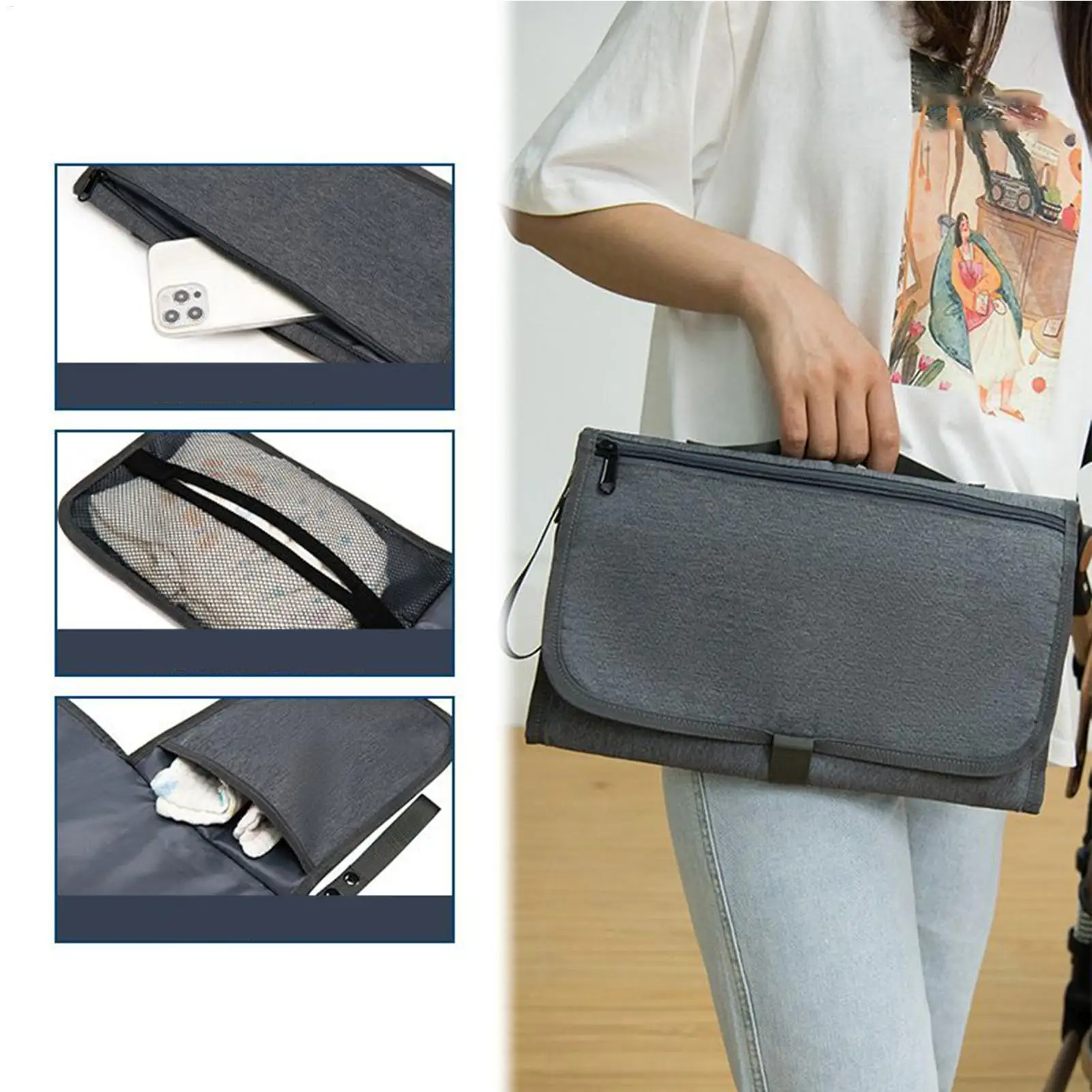 

Сумка для подгузников, большая вместительная водонепроницаемая сумка для детских подгузников с пеленальной подушечкой для повседневных пляжных путешествий, коротких поездок, семейных прогулок