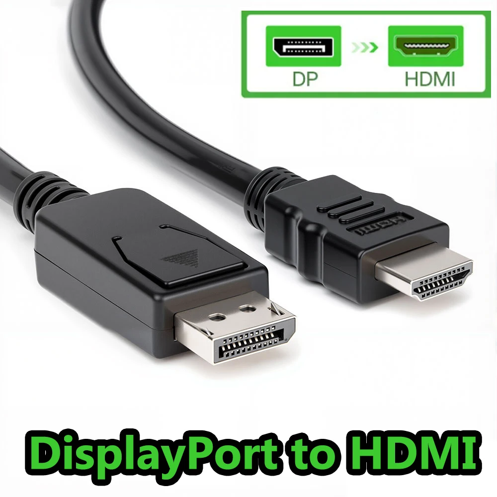 1080P/4K DisplayPort to HDMI Cable Display-Port to HDMI HDTV Adapter Converter Cable for PC Laptop to Monitor DP in to HDMI out
