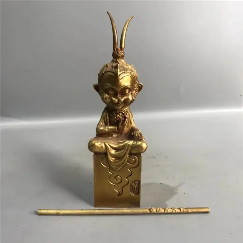 Consecrated Retro Brass Statue of Monkey King Chinese Legend Fighting Buddha Home Decor Feng Shui Ornaments Gifts Car Decoration