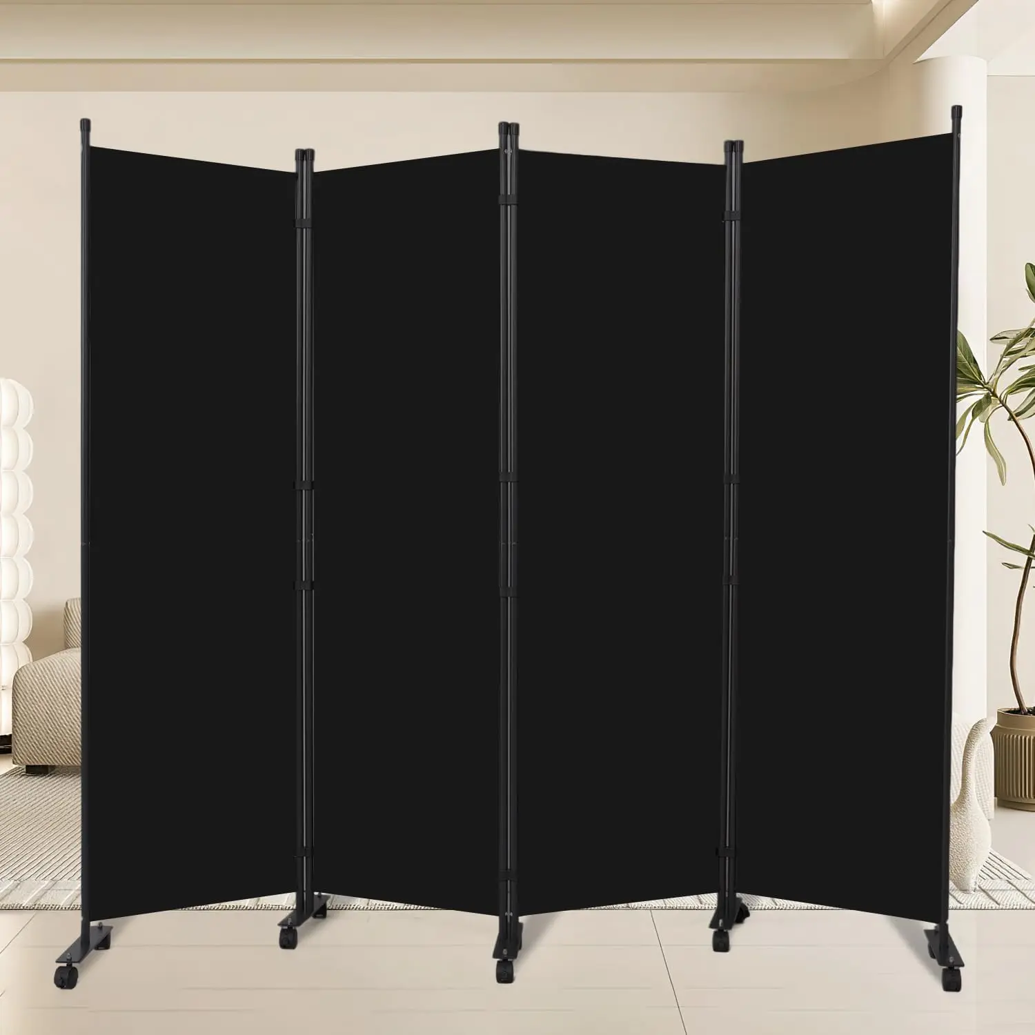 

Room Divider 88''W Wall Divider for Room Partition (Heavy Duty Base) 4 Panel Partition Room Dividers, Freestanding Room
