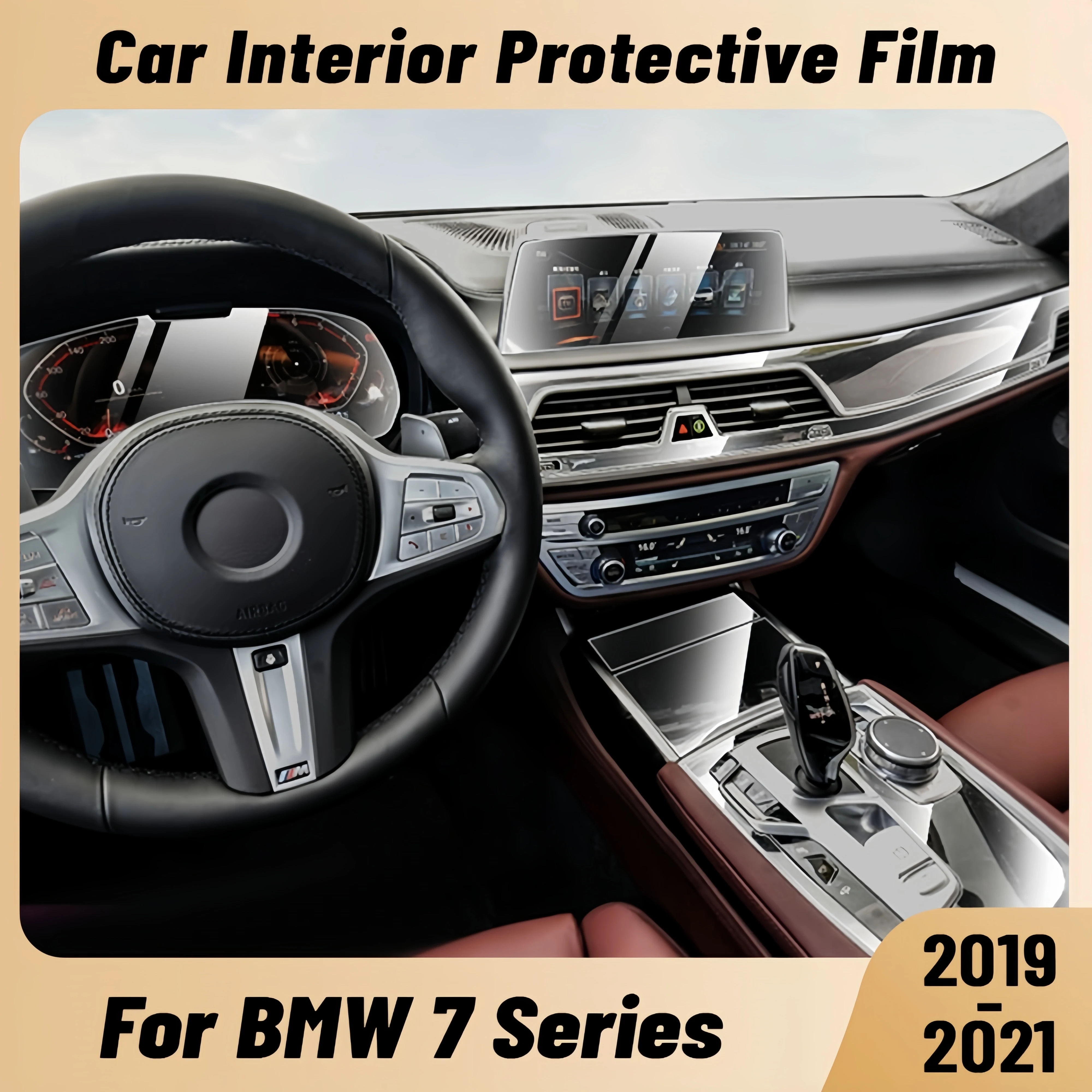 Anti-scratch Car Interior Center Console Media Dashboard Navigation TPU Protector Film For BMW 7 Series 2019-2021 Sticker