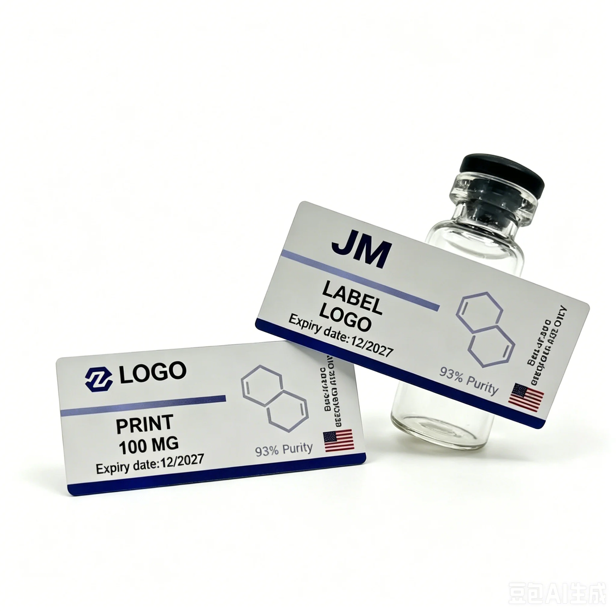 Custom Heat Resistant Waterproof Peptide Vial Stickers Fine Print Labels For 3ml 10ml Injectable Bio Supplement Bottle Packaging