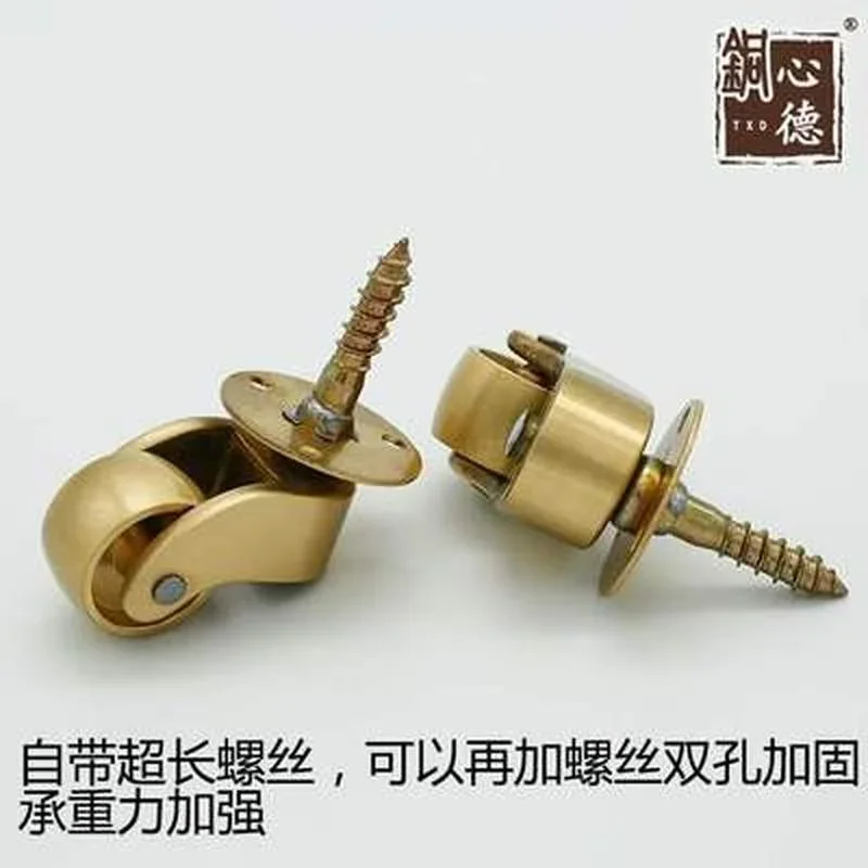 yes1/4Pcs Brass Universal Wheels with M6 Threaded Stem, Silent Reinforce Furniture Caster Wheels for Sofa Cabinet Workbench