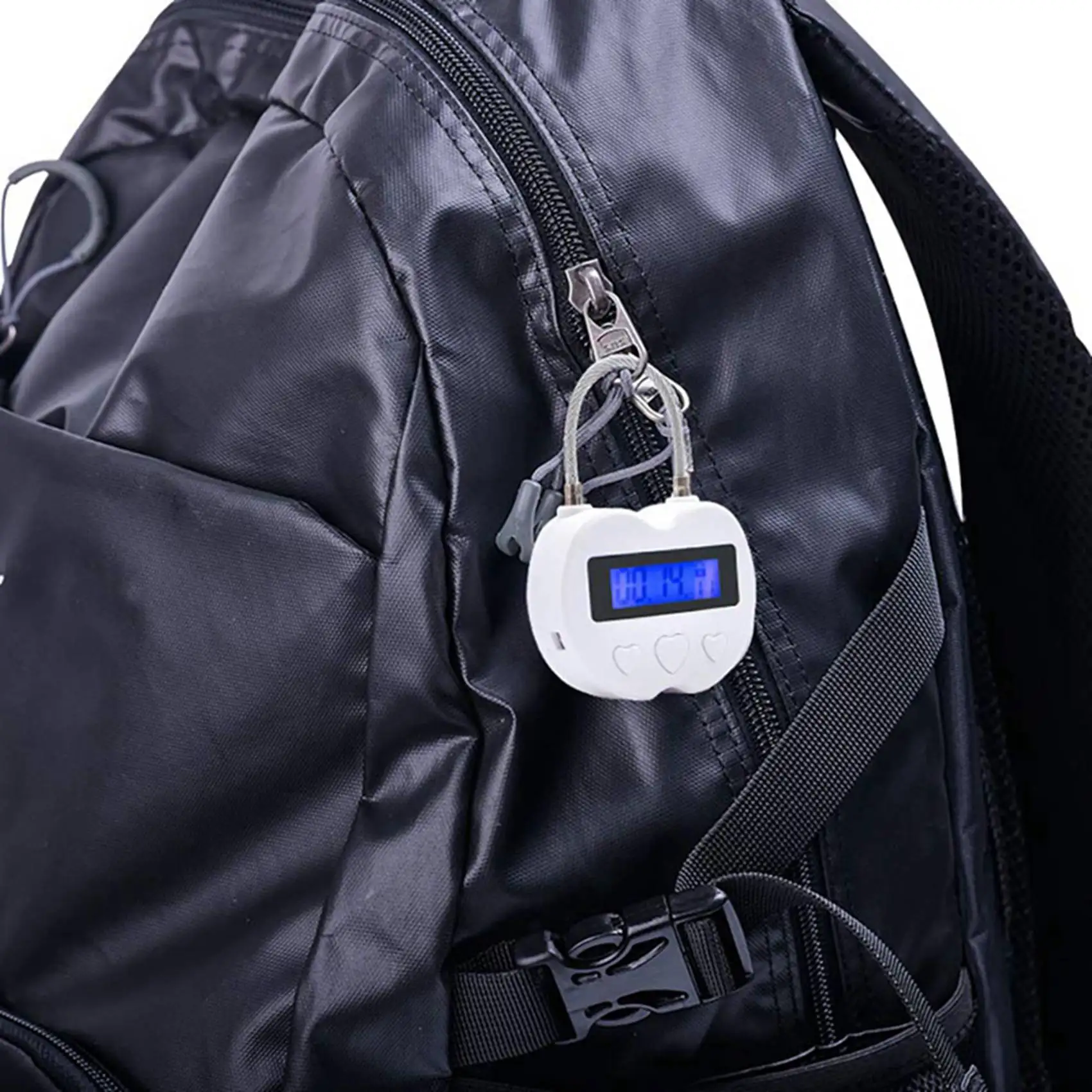 B68C 2X Smart Time Lock LCD Display Time Lock USB Rechargeable Temporary Timer Padlock Travel Electronic Timer Black