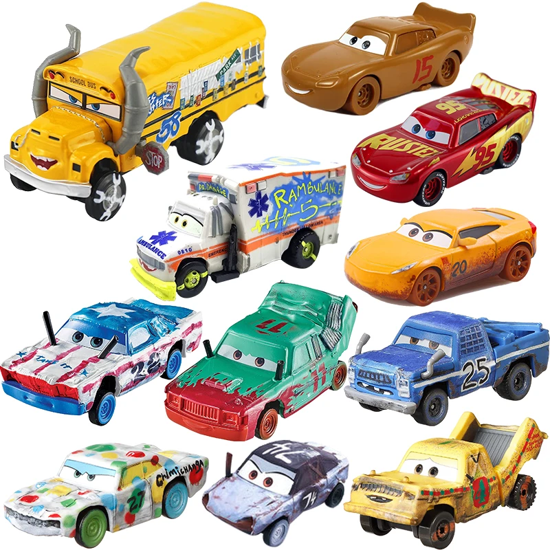 Disney Pixar Cars 3 Thunder Hollow Crash Fritter Miss Lightning Mcqueen Dr Damage 1:55 Diecast Vehicle Model Car Toy for Kid Boy