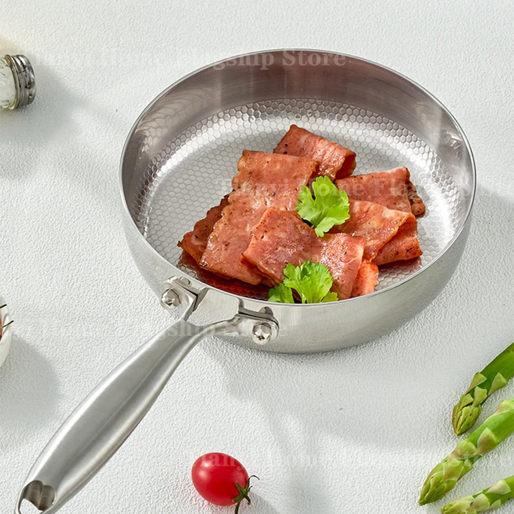 

304 Stainless Steel Frying Pan Wok Non-stick Household Cooking pot Egg Fried Steak Gas Stove Induction Saucepan Kitchen Cookware