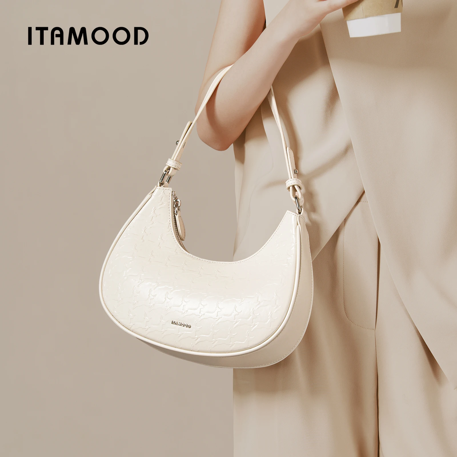 

ITAMOOD Underarm Bag Genuine Leather Crescent Single Shoulder Crossbody Bag Large Capacity Handbag for Women's Daily Commute