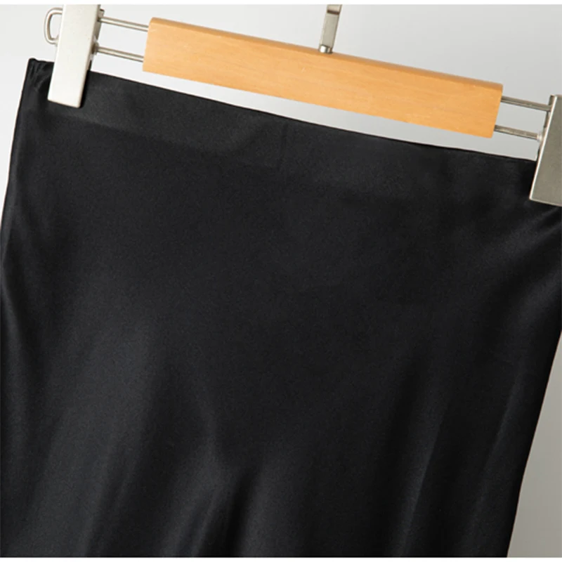 100% Mulberry Silk Charmeuse Silk Women Skirt Bias Cut Fishtail Line Solid Colors Mermaid Midi Skirt FF077