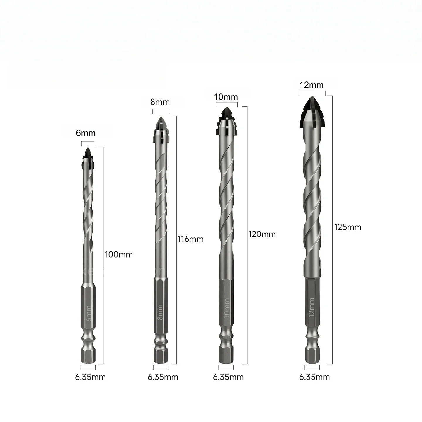 4pcs Four-Edge Drill Bit High-Hard Alloy Upgraded Carpentry Tools All Porcelain Marble Granite Glass Plastic Metal Drill Bit Set