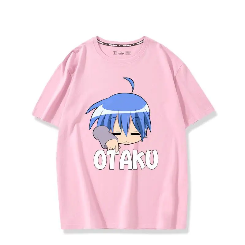 Camiseta de otaku de la estrella de la suerte para hombre, camisa con estampado 3D, cuello redondo, estilo Harajuku callejero, ropa de verano,