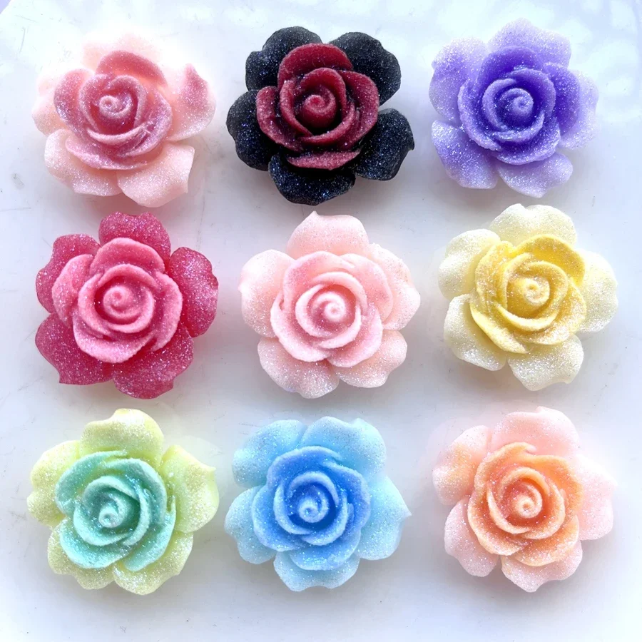 New 5pcs resin 30mm frosted luminous rose Flat Back Stone wedding hair accessories DIYscrapbooking embellishments