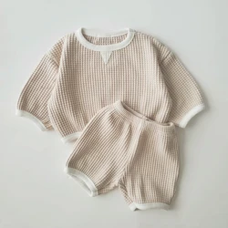 Ensemble de Vêtements pour Bébé Garçon et Fille, Sweat-Shirt Gaufré, Pantalon en Y, Survêtement Trempé, Nouvelle Collection Automne et Printemps