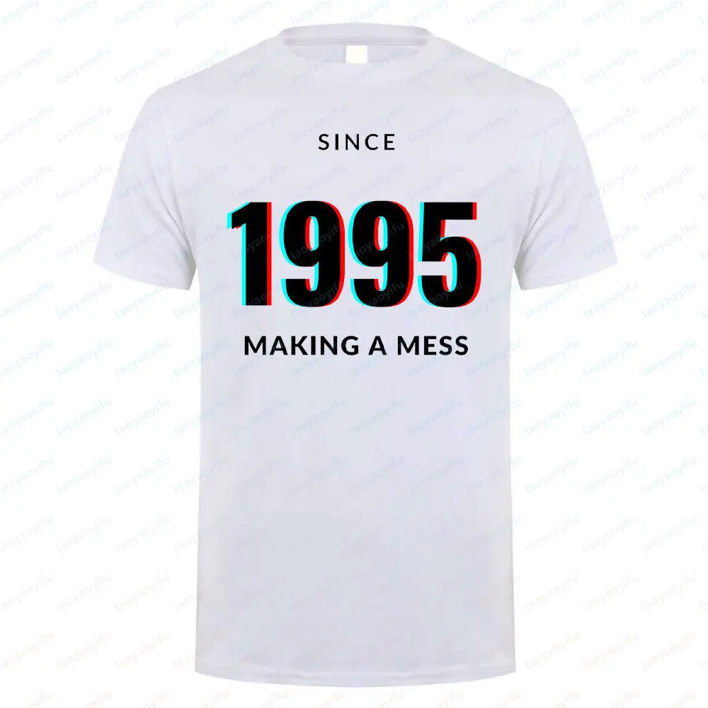 

1995 The Year Vintage Cotton T Shirt Retro 90s Style Summer Short Sleeve Relaxed Fit Unisex Round Neck Tee Breathable Tops