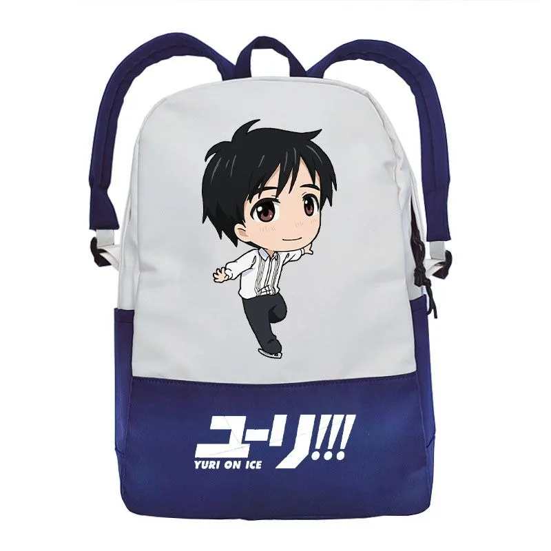 Mochilas de Anime de gran capacidad para niños y niñas, Mochilas escolares de 37x42x13cm, color azul, Yuri On Ice, estudiantes, adolescentes, regalo