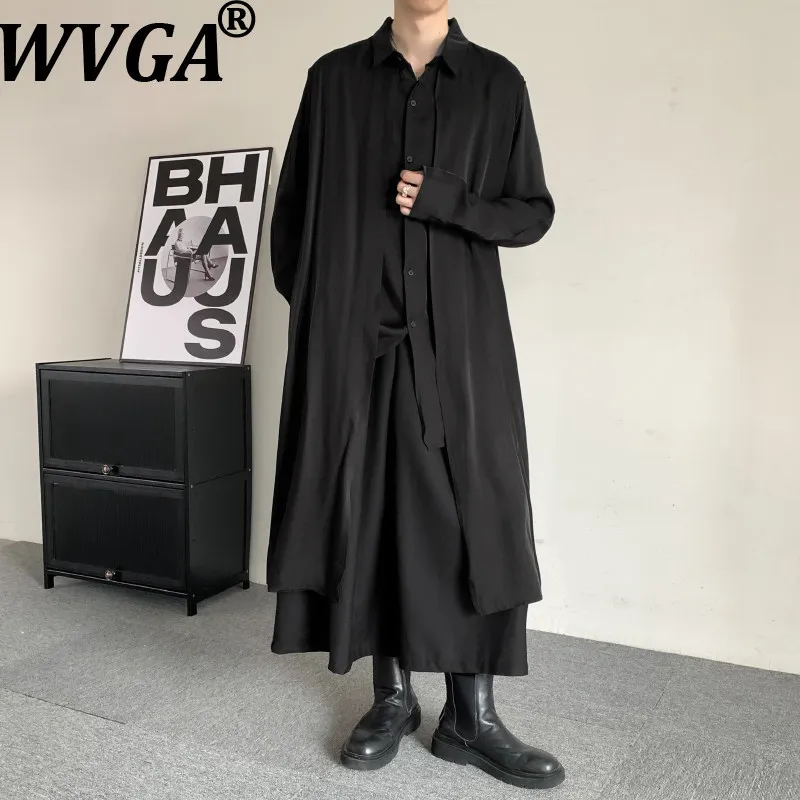 

WVGA Spring Autumn New Man Chinese Style Mid-length Irregular Trendy Long Sleeve Shirts Niche Design Chic Casual Tops Ins W21536