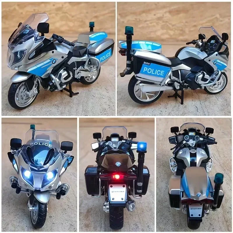 1:12 BMW R1250RT-P 합금 레이싱 경찰 오토바이 모델 시뮬레이션, 다이캐스트 금속 오토바이 모델 컬렉션, 어린이 장난감 선물