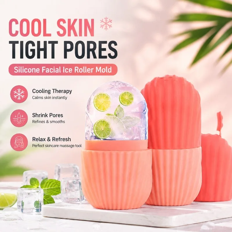 Food‑grade Silicone Facial Ice Tray Icing Mould for Skin‑care Massage Shrink Pores Soothe Irritated Complexion Safe Freezing