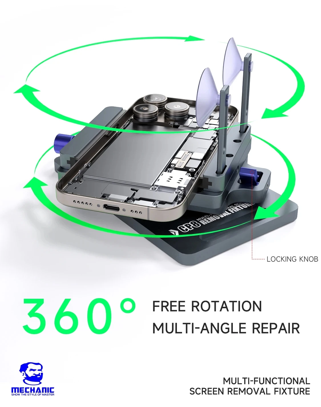 MECHANIC CP8 Multi-Functional Screen Separation Rotating Fixture Screen Side-Hanging For Mobile Phone Repair Screen Removal Tool