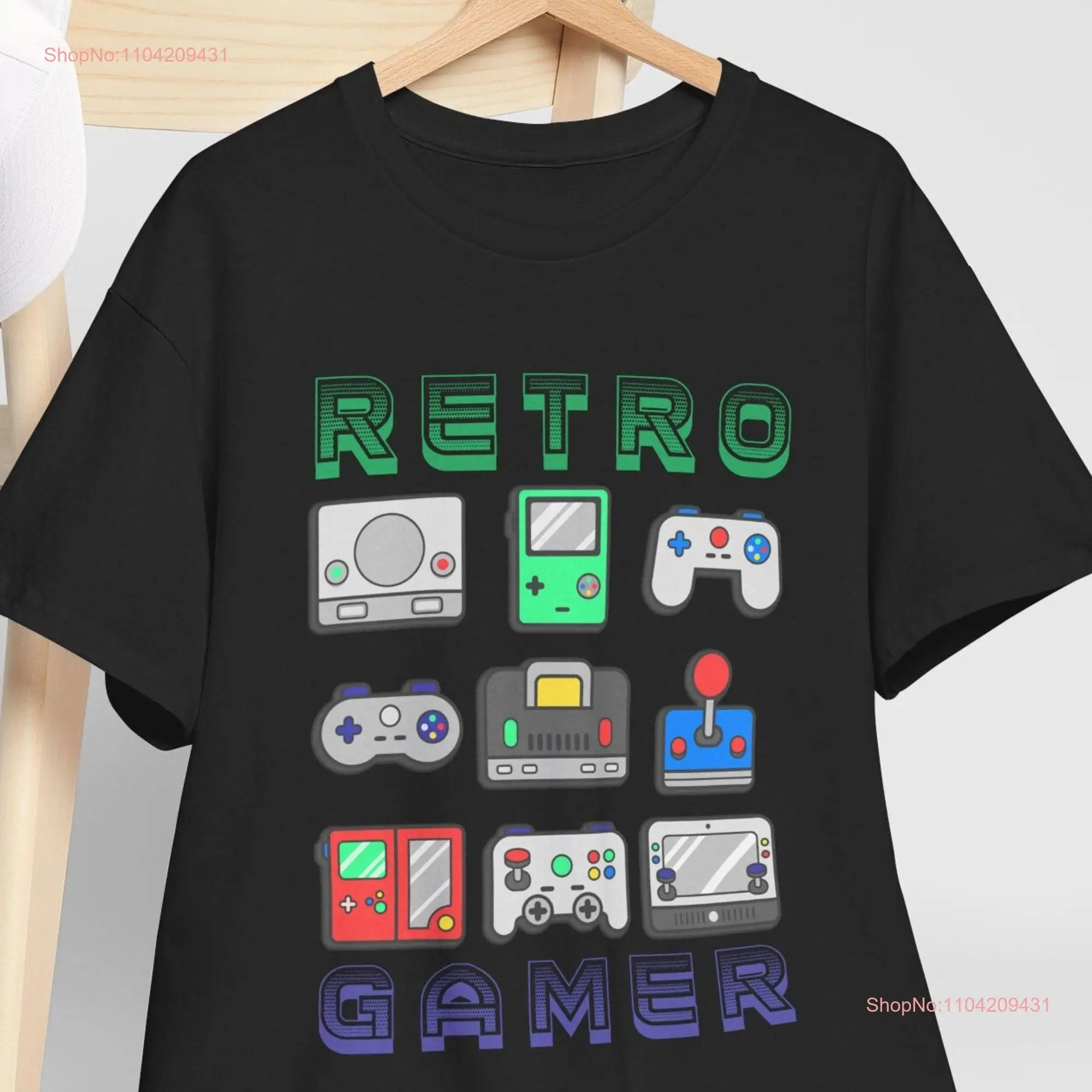 Retro Gamer T Shirt Vintage Arcade Game Classic Video Games Old School Console Premium Heavy Cotton long or short sleeves