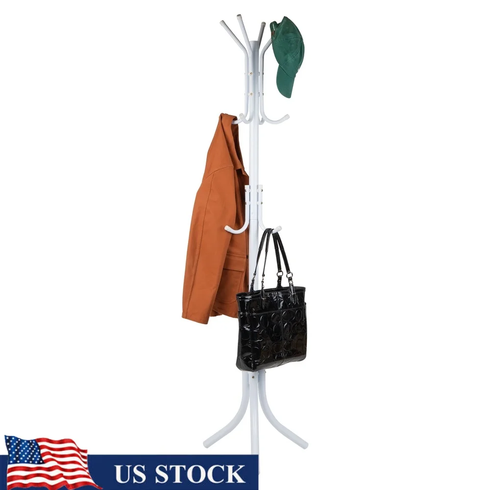 

3-Tier Metal Coat Rack with 11 Hooks Freestanding Space-Saver Home Office Entryway Lightweight Durable Easy Assembly