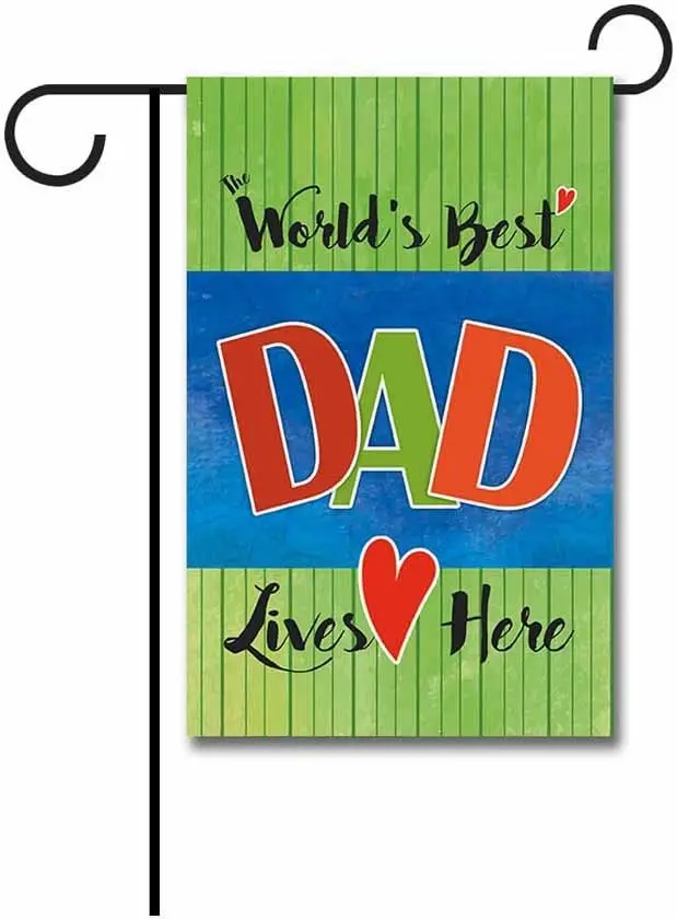 KafePross for Father's Day Garden Flag 12 X 18 Inch Vertical Double Sided Would's Best Dad Lives Here Banner for Yar LLO LLX