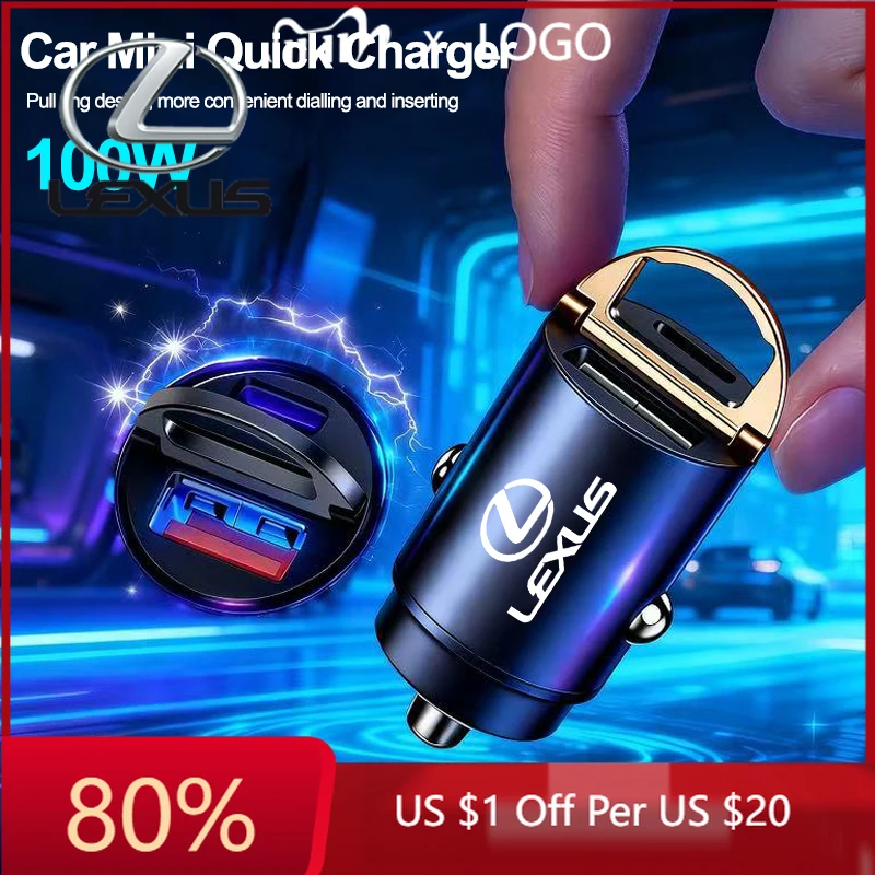 

2026 Hot Interior Stickers 100W Car Mini Quick Charger Vehicle Convert Plug For Lexus RX300 IS200 IS250 ES350 Ct200h UX250h NX30