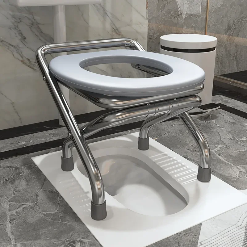 Bathroom Portable Toilet Camping Chair for Pregnant Woman Elderly Home Foldable Adult Lightweight Stainless Steel Stool Chair