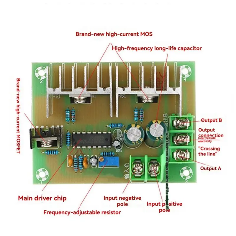 ZIZI 2X 300W Power Frequency Inverter 50Hz Square Wave Low Frequency Inverter Driver Board DC12V To AC220V Boost Module