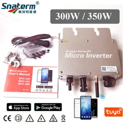 MPPT 300W 350W Grid Tie Solar PV Inverter with Tuya APP Micro PV Solar Converter DC22-60V to AC220V110V for 300W 350W PV panels