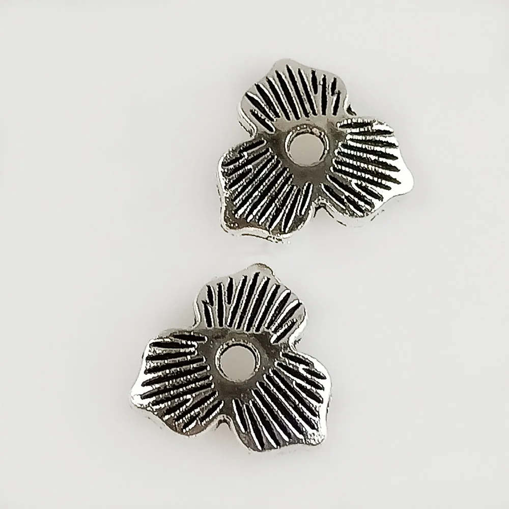 (JM809)50 pieces 10mm-11mm Antique Bronze Antique Silver color Flower Hat Alloy Bead Caps Findings Accessories