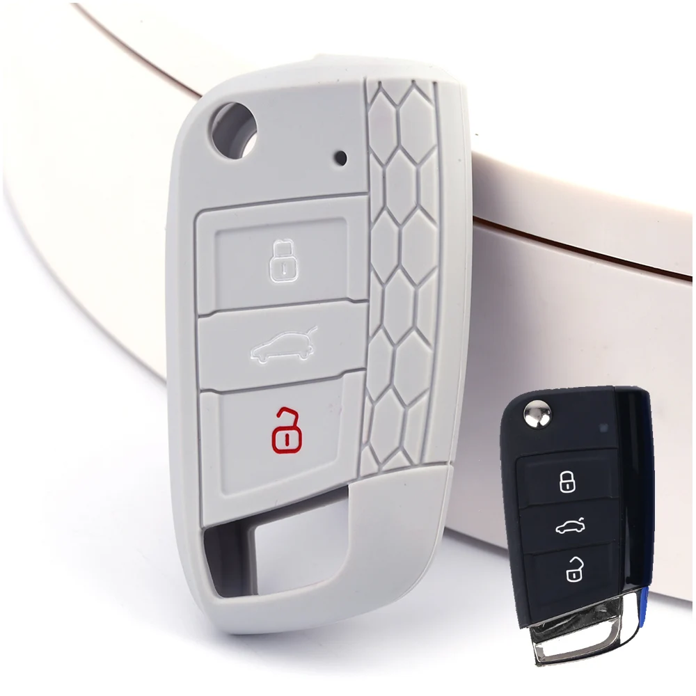 1 قطعة غطاء مفتاح السيارة سيليكون لشركة فولكس فاجن بولو جولف 7 السابع GTI GTD GTE R