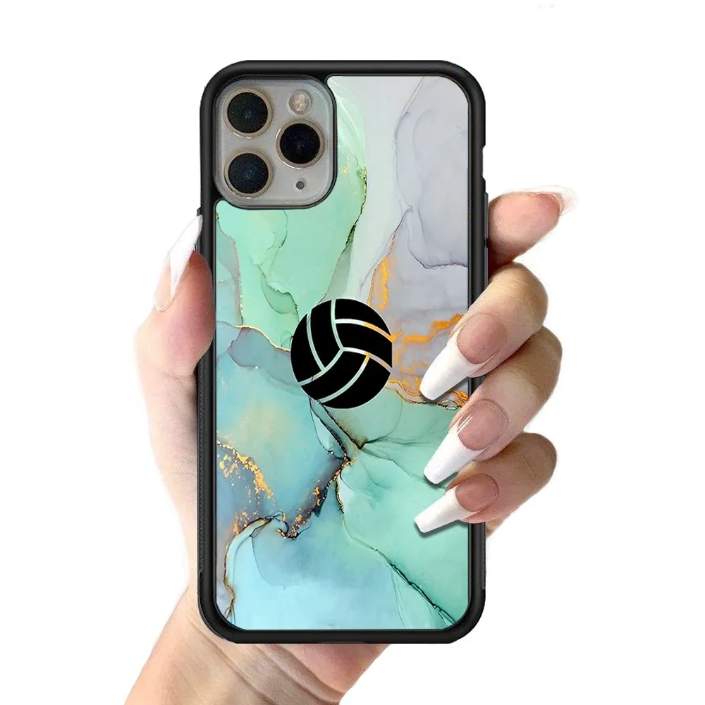 Volleyball Painted Phone Case Silicone PC+TPU Case For iPhone 14 11 12 13 Pro Max 8 7 6 Plus X XR Hard Fundas