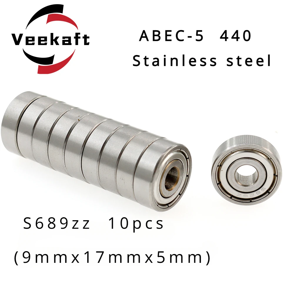 

Veekaft S689ZZ Bearing ABEC-5 10PCS 9x17x5mm 440 Stainless Steel Bearing Parts Hobby Reinforced Concrete Auto Trucks