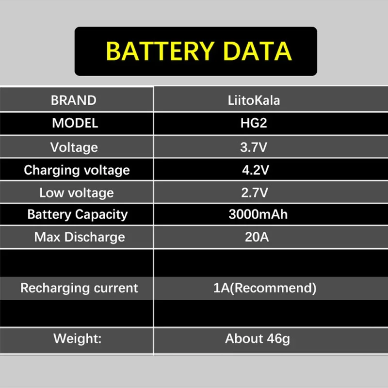 1-6PCS Liitokala HG2 18650 3000mAh Rechargeable Battery High-discharge, 30A High Current + DIY Nicke