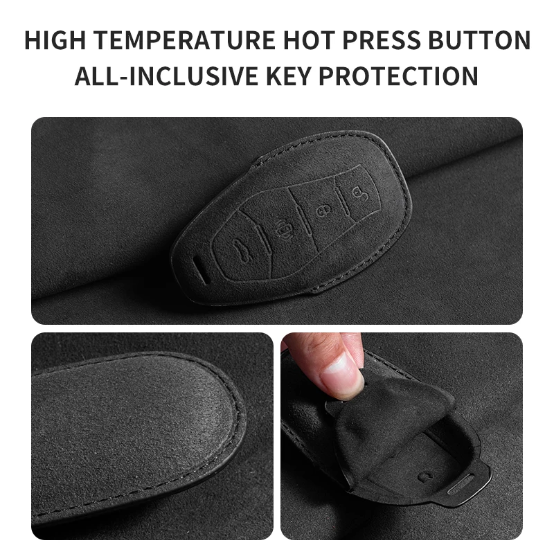 For Hongqi HS5 H5 H6 H9 EH7 HS7 H7 L5 HS3 L9 HQ9 Suede Car Smart Remote Key Case Protection Cover Key Shell Keychain Accessories